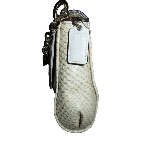 COACH Madison Cream Python Embossed Leather Turn Lock Chain Crossbody - Picture 5 of 11